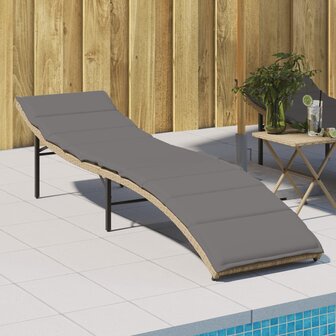 Ligbed met kussen 55x199x50 cm poly rattan beige 1
