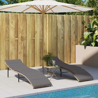 Ligbed met kussen 55x199x50 cm poly rattan beige 3