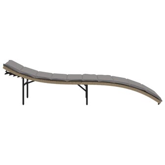 Ligbed met kussen 55x199x50 cm poly rattan beige 5