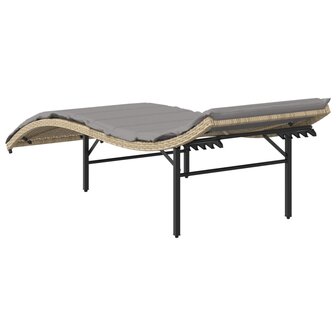 Ligbed met kussen 55x199x50 cm poly rattan beige 6