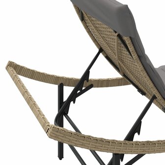 Ligbed met kussen 55x199x50 cm poly rattan beige 8