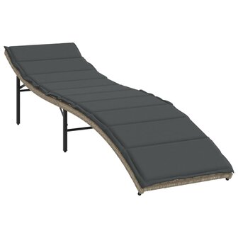 Ligbed met kussen 55x199x50 cm poly rattan lichtgrijs 2