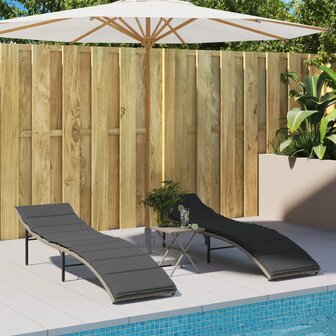 Ligbed met kussen 55x199x50 cm poly rattan lichtgrijs 3
