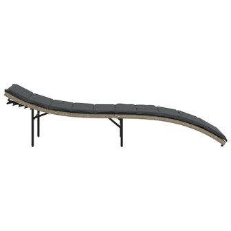 Ligbed met kussen 55x199x50 cm poly rattan lichtgrijs 5