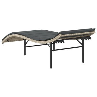 Ligbed met kussen 55x199x50 cm poly rattan lichtgrijs 6