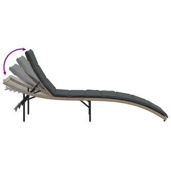 Ligbed met kussen 55x199x50 cm poly rattan lichtgrijs 7