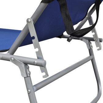 Ligbed inklapbaar met luifel staal en stof blauw 4