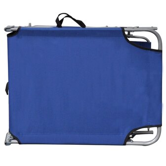 Ligbed inklapbaar met luifel staal en stof blauw 6