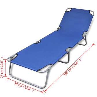 Ligbed inklapbaar gepoedercoat staal blauw 6