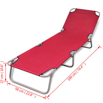 Ligbed inklapbaar gepoedercoat staal rood 6