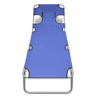 Ligbed inklapbaar met hoofdkussen gepoedercoat staal blauw 2
