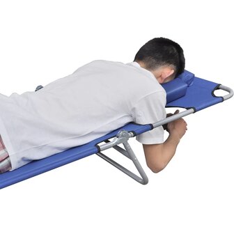 Ligbed inklapbaar met hoofdkussen gepoedercoat staal blauw 4