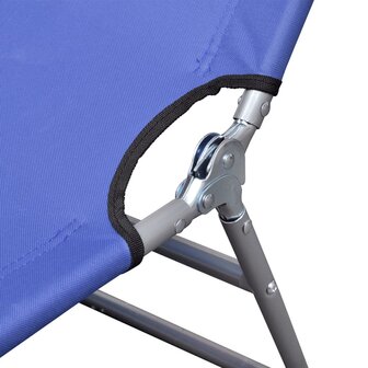 Ligbed inklapbaar met hoofdkussen gepoedercoat staal blauw 5