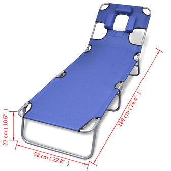 Ligbed inklapbaar met hoofdkussen gepoedercoat staal blauw 7