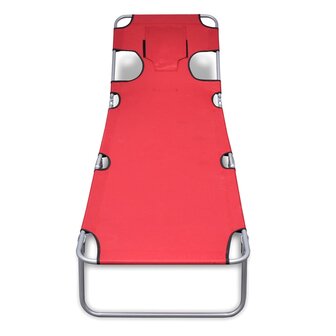 Ligbed inklapbaar met hoofdkussen gepoedercoat staal rood 2