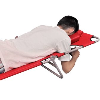 Ligbed inklapbaar met hoofdkussen gepoedercoat staal rood 4