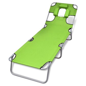 Ligbed inklapbaar met hoofdkussen gepoedercoat staal groen 1