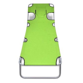 Ligbed inklapbaar met hoofdkussen gepoedercoat staal groen 2