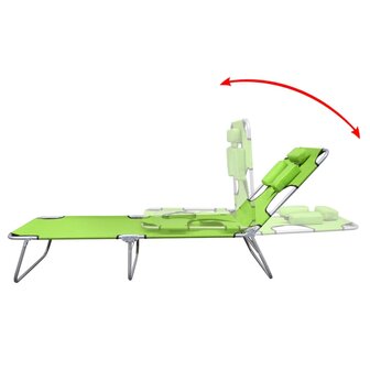 Ligbed inklapbaar met hoofdkussen gepoedercoat staal groen 3