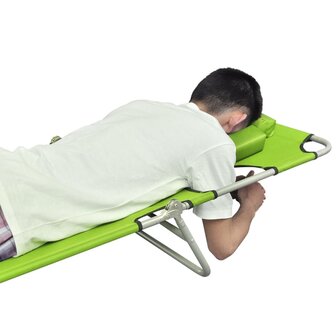 Ligbed inklapbaar met hoofdkussen gepoedercoat staal groen 4