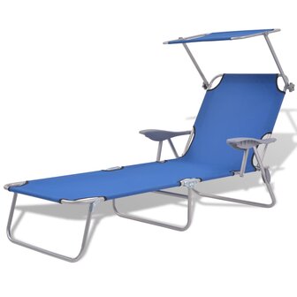 Ligbed met luifel staal blauw 1