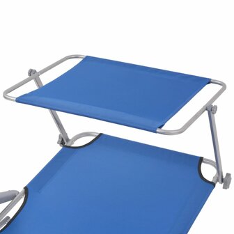 Ligbed met luifel staal blauw 4