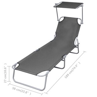 Ligbed inklapbaar met verstelbare rugleuning grijs 6