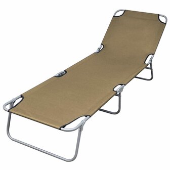 Ligbed inklapbaar met verstelbare rugleuning taupe 1
