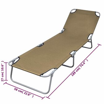 Ligbed inklapbaar met verstelbare rugleuning taupe 6