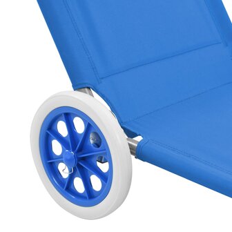 Ligbed met luifel en wieltjes inklapbaar staal blauw 8