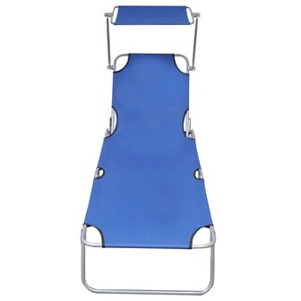 Ligbed inklapbaar met luifel aluminium blauw 3