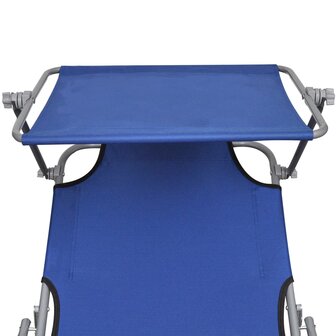 Ligbed inklapbaar met luifel aluminium blauw 6