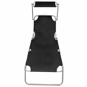 Ligbed inklapbaar met luifel aluminium zwart 3