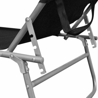Ligbed inklapbaar met luifel aluminium zwart 5