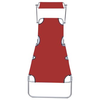 Ligbed inklapbaar met luifel aluminium rood 3