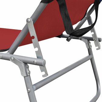 Ligbed inklapbaar met luifel aluminium rood 5