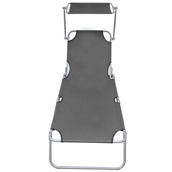 Ligbed inklapbaar met luifel aluminium grijs 3
