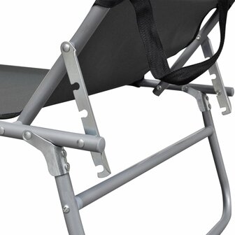 Ligbed inklapbaar met luifel aluminium grijs 5