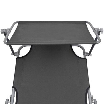 Ligbed inklapbaar met luifel aluminium grijs 6