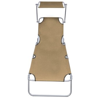 Ligbed inklapbaar met luifel aluminium taupe 2