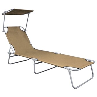 Ligbed inklapbaar met luifel aluminium taupe 3