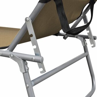 Ligbed inklapbaar met luifel aluminium taupe 5