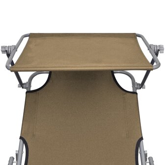 Ligbed inklapbaar met luifel aluminium taupe 6