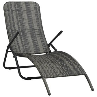 Ligbed inklapbaar poly rattan grijs 1