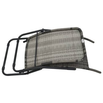 Ligbed inklapbaar poly rattan grijs 4