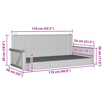 Schommelbank 119x56x48 cm poly rattan zwart 9