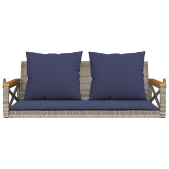 Schommelbank met kussens 109x62x40 cm poly rattan grijs 4