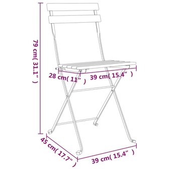 Bistrostoelen 6 st inklapbaar massief acaciahout en staal 9