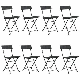 Bistrostoelen 8 st inklapbaar poly rattan en staal zwart 2