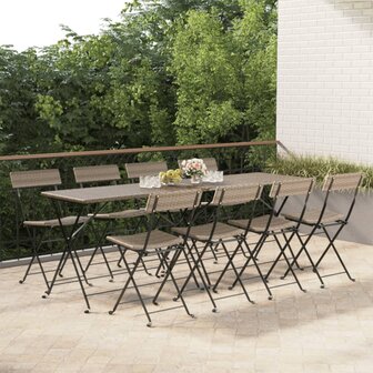 Bistrostoelen 8 st inklapbaar poly rattan en staal grijs 1